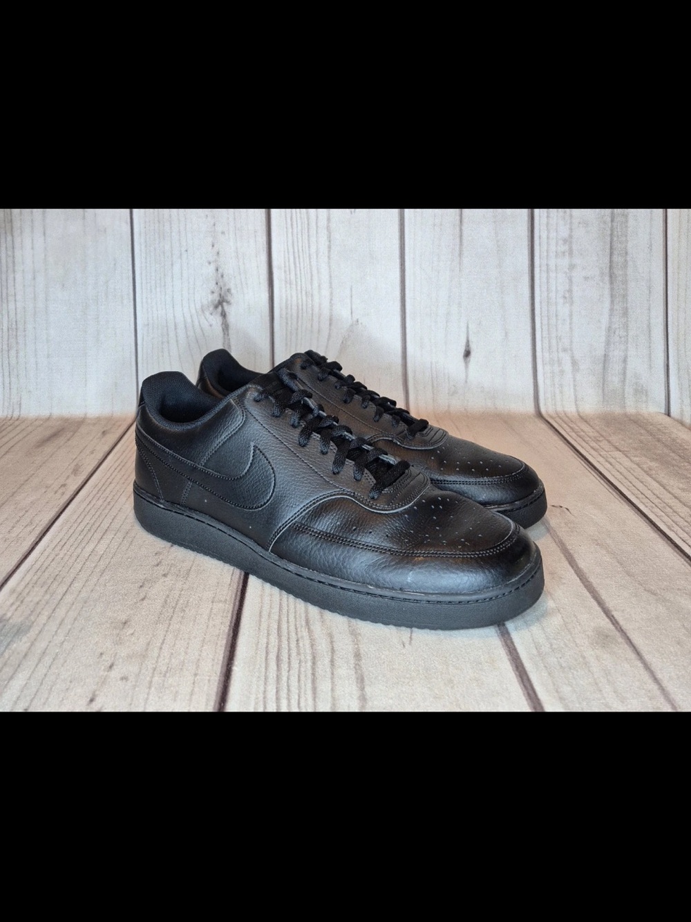 Nike Men's Size 15 Court Vision Lo Lifestyle Athletic Shoes Black/Black